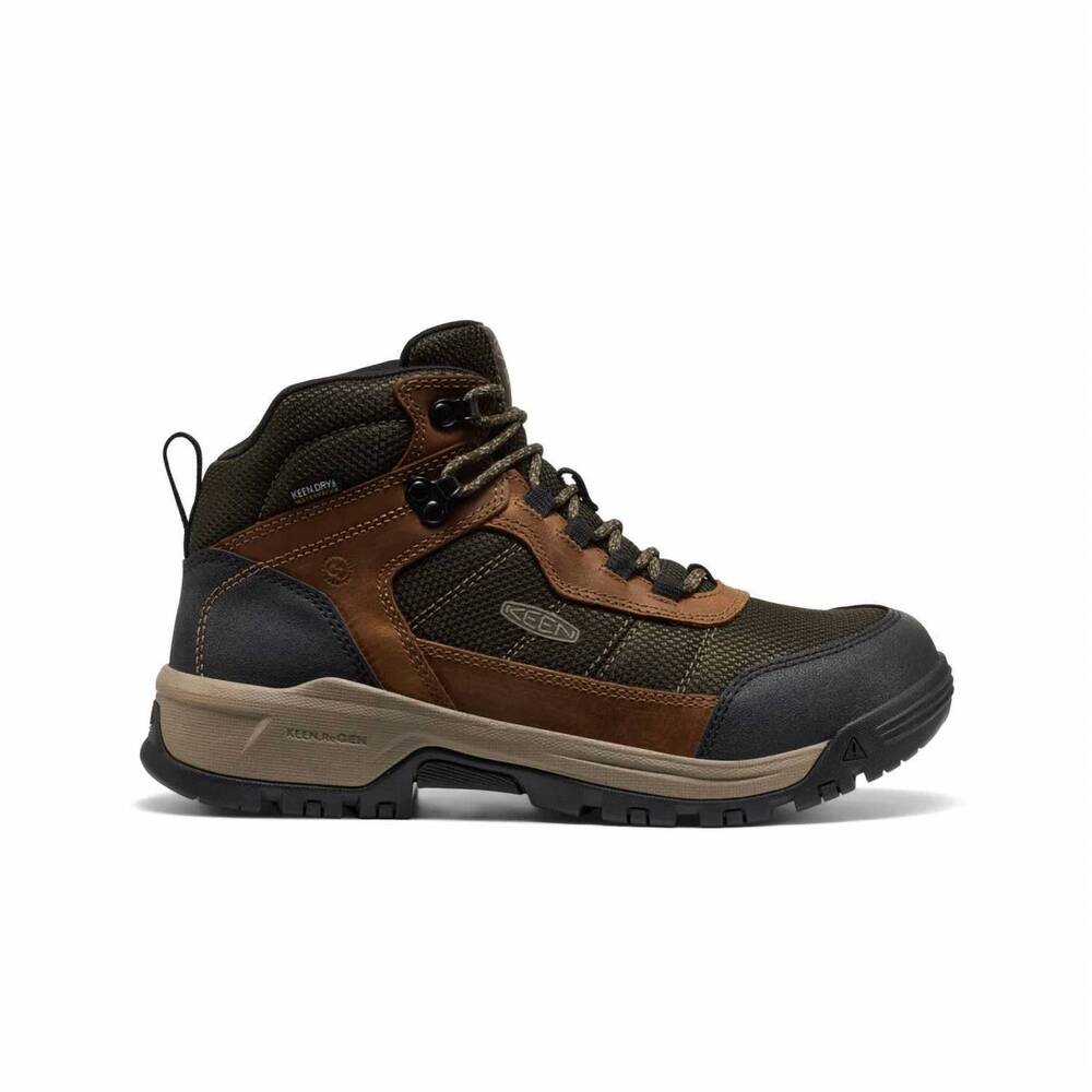 NEW KEEN men's skokie waterproof work boots in forest night/ black